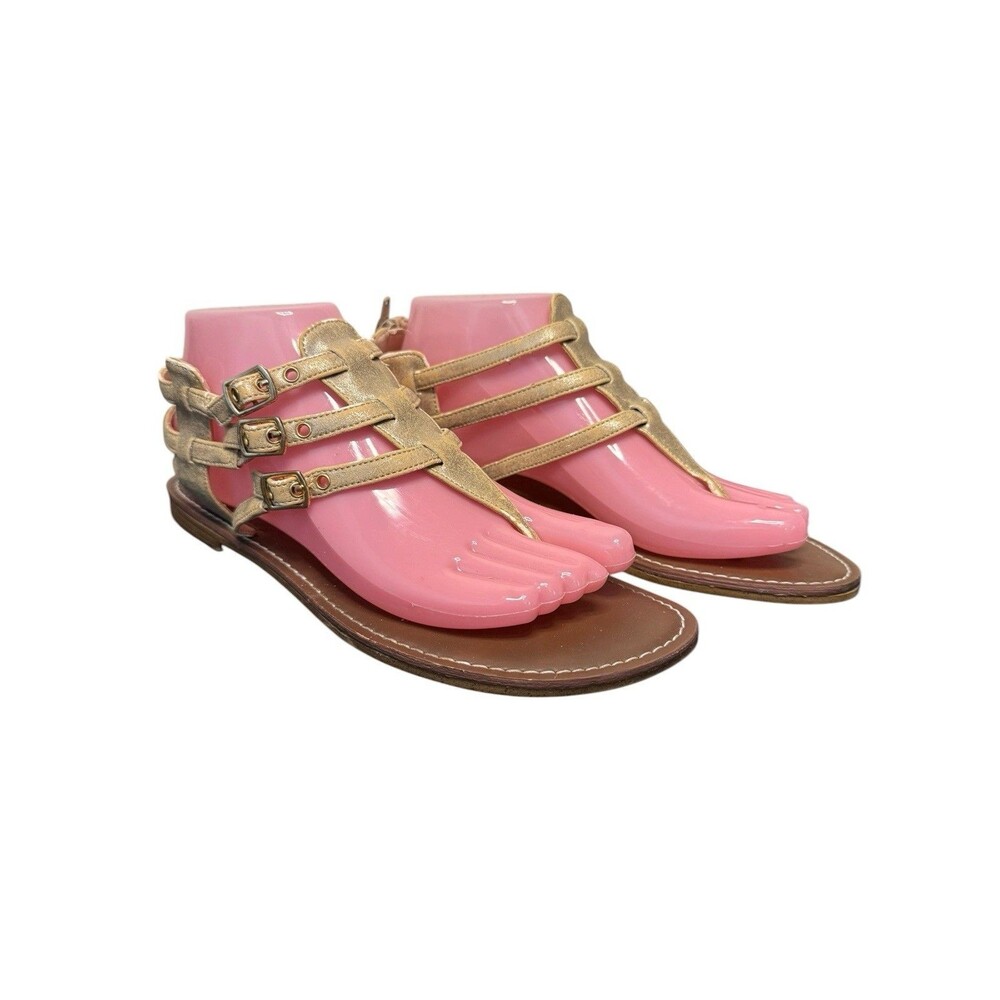 Decree Women's Gladiator Gold Sandals Buckle Strap Faux Leather Size 8.5